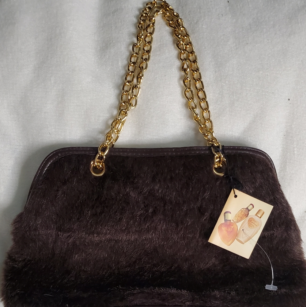 New Victoria's Secret RAPTURE Faux Fur Brown Bag Purse